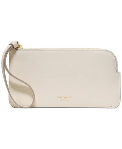 Kate Spade Zippy Smooth Leather Wristlet In Cashew Milk