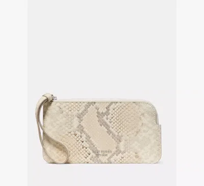 Kate Spade Zippy Snake Embossed Wristlet In Neutral