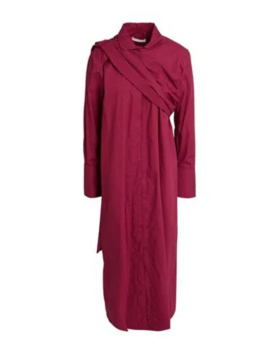 Katerin Theys Woman Midi Dress Burgundy Size 6 Cotton In Red