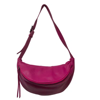 Katerina Nyc Women's Pink / Purple Pebbled Leather Adjustable Sling Bag - Fuchsia In Pink/purple