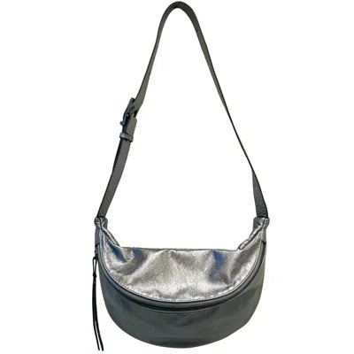 Katerina Nyc Women's Smooth Italian Leather Sling Bag - Metallic Silver