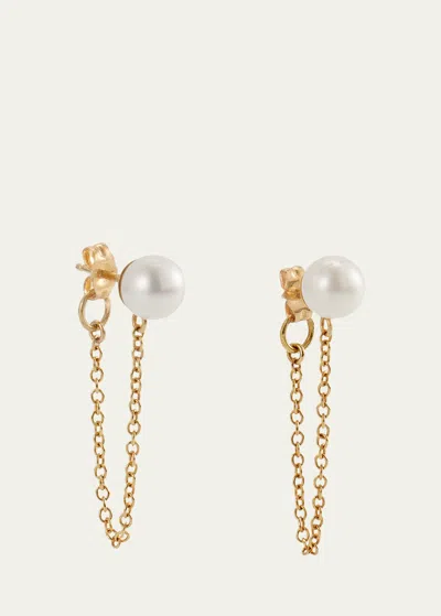 Katey Walker 18k Yellow Gold Chain & Pearl Hoop Earrings