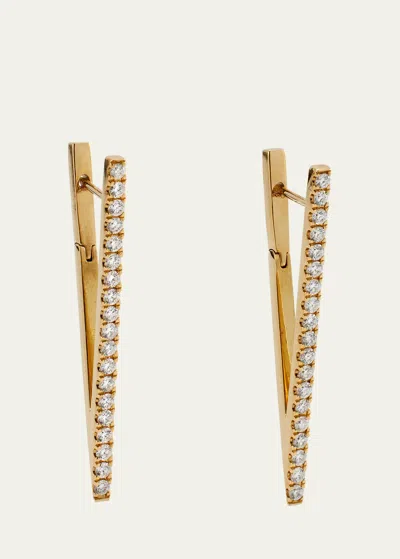 Katey Walker 18k Yellow Gold Diamond Triangle Hoop Earrings