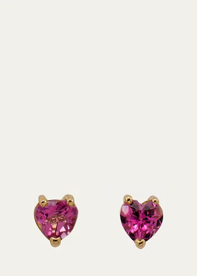 Katey Walker 18k Yellow Gold Tinsy Tiny Topaz Heart Stud Earrings In Yg
