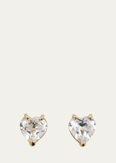 Katey Walker 18k Yellow Gold Tiny Topaz Heart Stud Earrings