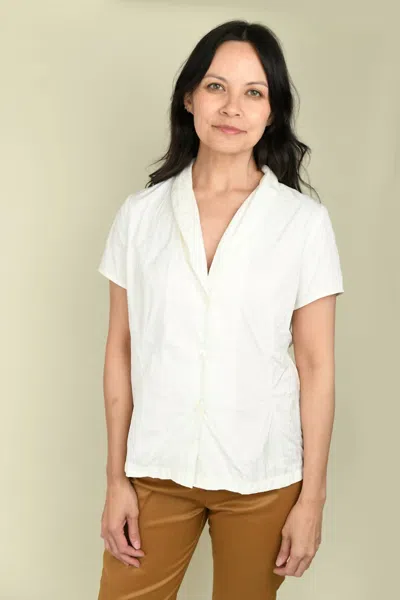 Katharina Hovman Button-down Technical Taffeta Blouse In Crema Flower In White