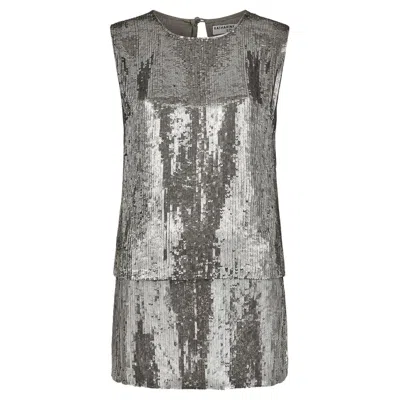 Pre-owned Katharine Hamnett 1996 Runway  Silver Sequin Mini Skirt And Top