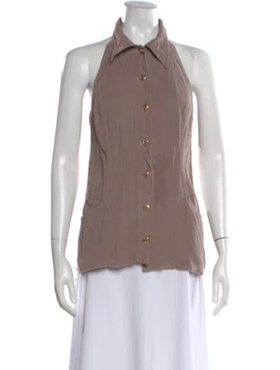 Pre-owned Katharine Hamnett Corduroy Sleeveless Button-up Top In Brown