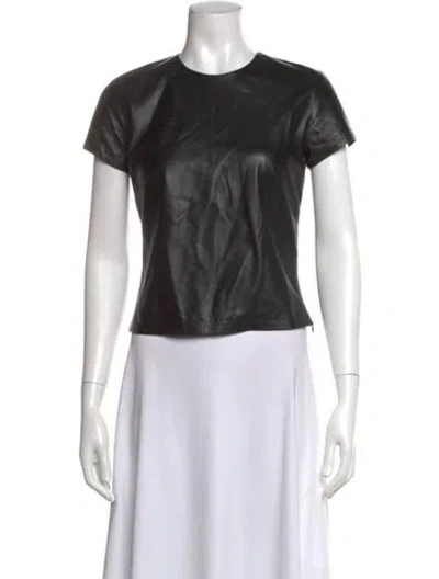 Pre-owned Katharine Hamnett Leather Crew Neck T-shirt In Black