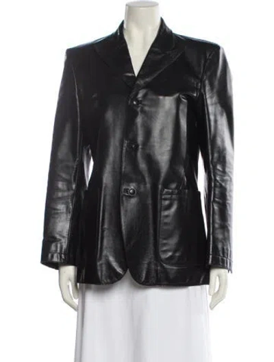 Pre-owned Katharine Hamnett Leather Trench Coat In Black