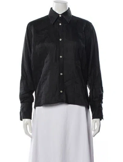 Pre-owned Katharine Hamnett Long Sleeve Button-up Top In Gray