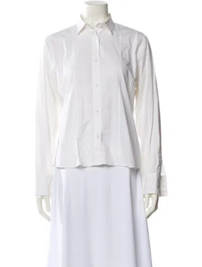 Pre-owned Katharine Hamnett Long Sleeve Button-up Top In White