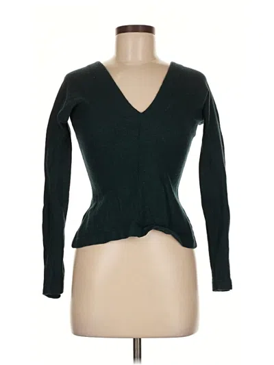 Pre-owned Katharine Hamnett Long Sleeve Top Green Plunge Neckline Tops