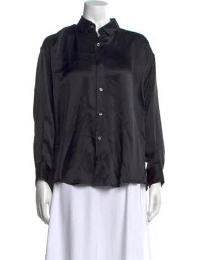 Pre-owned Katharine Hamnett Silk Long Sleeve Button-up Top In Black