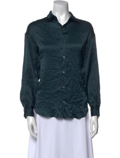 Pre-owned Katharine Hamnett Silk Long Sleeve Button-up Top In Multi
