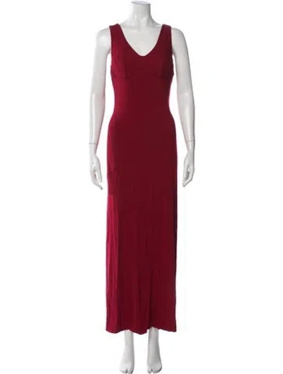 Pre-owned Katharine Hamnett V-neck Long Dress In Red