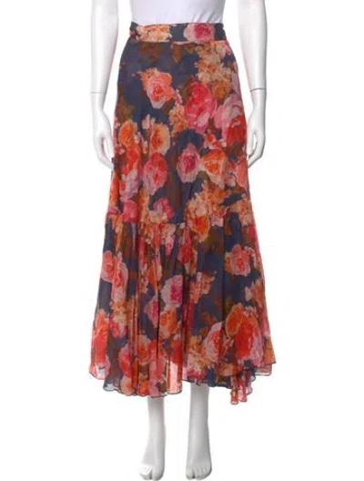 Pre-owned Katharine Kidd Floral Print Midi Length Skirt In Multi