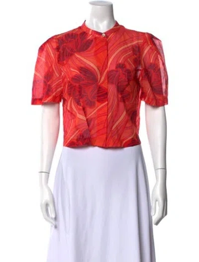 Pre-owned Katharine Kidd Floral Print Top In Orange