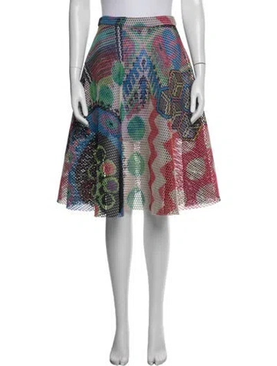 Pre-owned Katharine Kidd Graphic Print Midi Length Skirt In Red