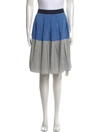 Pre-owned Katharine Kidd Polka Dot Print Knee-length Skirt In Blue