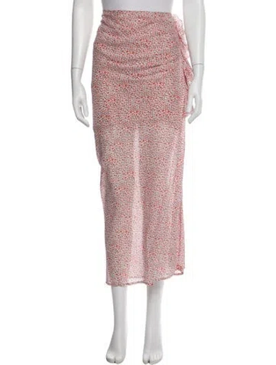 Pre-owned Katharine Kidd Printed Long Skirt In White