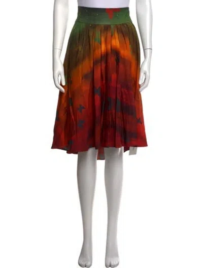 Pre-owned Katharine Kidd Printed Midi Length Skirt In Red