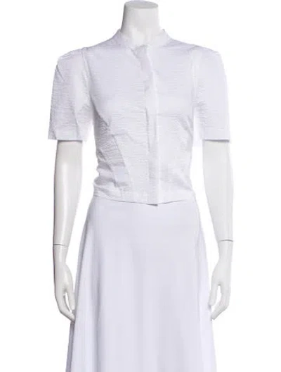 Pre-owned Katharine Kidd Short Sleeve Button-up Top In White