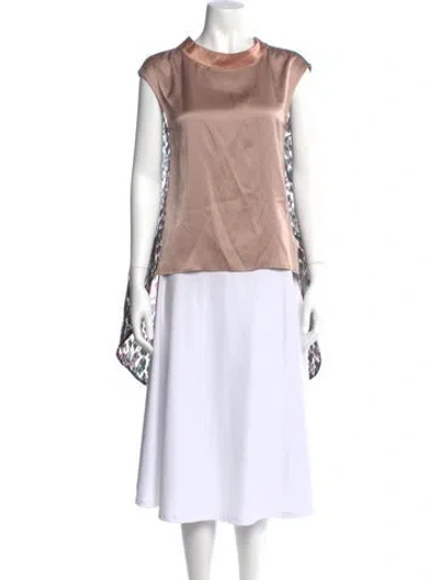 Pre-owned Katharine Kidd Silk Floral Print Top In Neutral