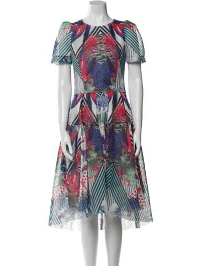 Pre-owned Katharine Kidd Silk Midi Length Dress In Multi