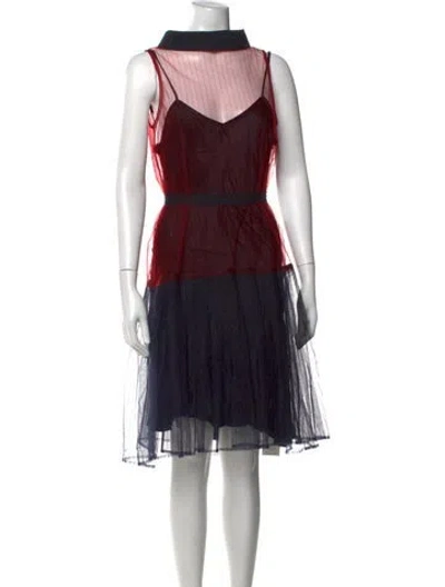 Pre-owned Katharine Kidd Striped Midi Length Dress In Red