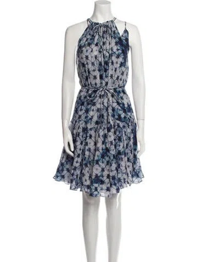 Pre-owned Katharine Kidd Tie-dye Print Knee-length Dress In Blue