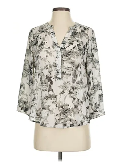 Pre-owned Katherine Barclay 3/4 Sleeve Blouse In Gray