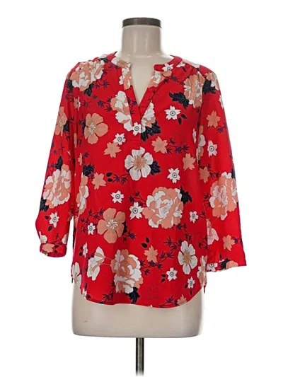 Pre-owned Katherine Barclay 3/4 Sleeve Blouse In Red