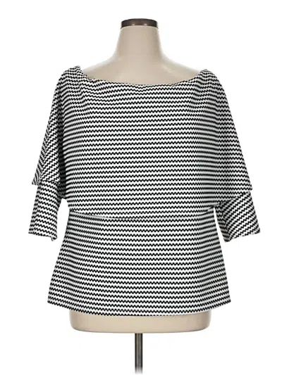 Pre-owned Katherine Barclay 3/4 Sleeve Top Gray Boatneck Tops