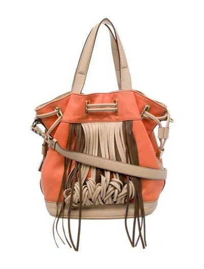 Pre-owned Katherine Kwei Canvas Bucket Bag Vintage In Neutral