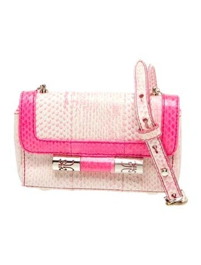 Pre-owned Katherine Kwei Snakeskin Crossbody Bag In Pink