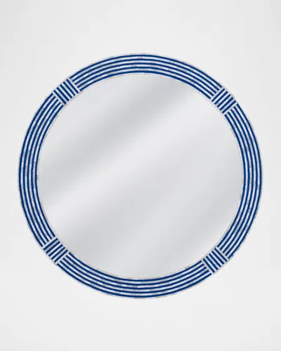Katherine Noble By Bmc Blue Resin & Bone Wall Mirror, 40" Round In Blue/cream