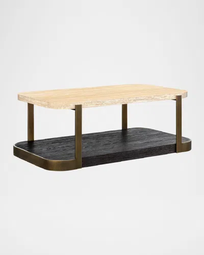 Katherine Noble By Bmc Braxton Cocktail Table In Bronze, Travertine