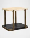 Katherine Noble By Bmc Braxton End Table In Bronze, Travertine
