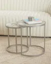 Katherine Noble By Bmc Gianna Nesting Tables, Set Of 2 In Pink Agate/silver