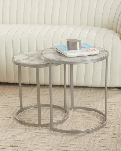 Katherine Noble By Bmc Gianna Nesting Tables, Set Of 2 In Pink Agate/silver