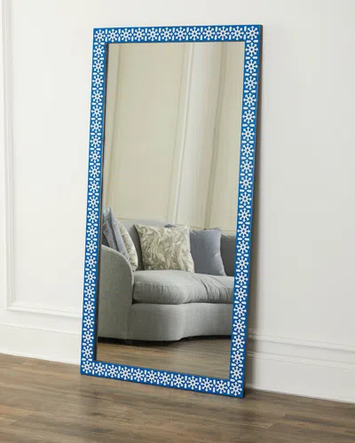 Katherine Noble By Bmc Kamal Floor Mirror In Blue / Ivory
