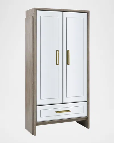 Katherine Noble By Bmc Lansing Tall Bar Cabinet In Grey Oak, Mirror
