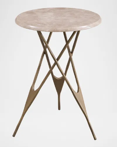 Katherine Noble By Bmc Lilo Accent Table In Cream, Antique Brass