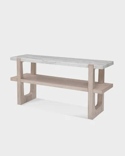 Katherine Noble By Bmc Nantucket Marble Top Console In Sunbleached Ash