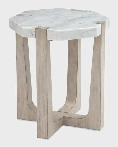 Katherine Noble By Bmc Nantucket Marble Top Drink Side Table In Neutral