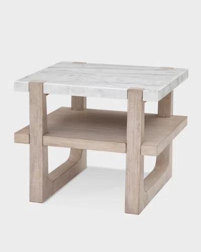 Katherine Noble By Bmc Nantucket Marble Top End Table In Sunbleached Ash