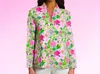 Katherine Way Anna Maria Pullover Top In Nancy's Garden Pink And Green In Multi