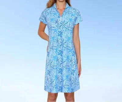 Katherine Way Annapolis Cap Sleeve Polo Dress In Starfish Blues