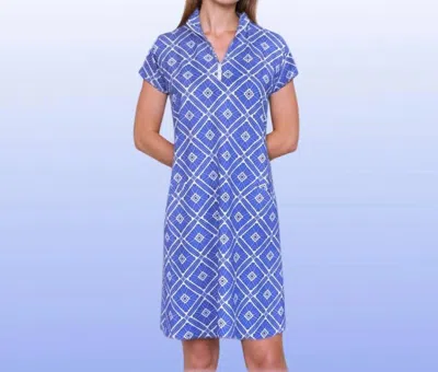 Katherine Way Annapolis Cap Sleeve Polo Dress In Tiki Bar Is Open Purple In Blue